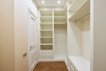 Horizontal photographs of a large wardrobe with lights