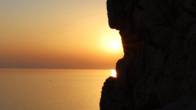 Beautiful sunset at Belvedere (lookout point ) Foradada at Capo Caccia. Alghero, Sassari, Sardinia, Italy, Europe