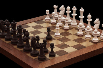 Game of chess. The first pawn move in chess. There is safety in numbers.