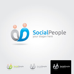 People, community, creative hub, social connection logo template