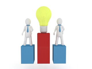 3d rendering people standing with bulb and graph
