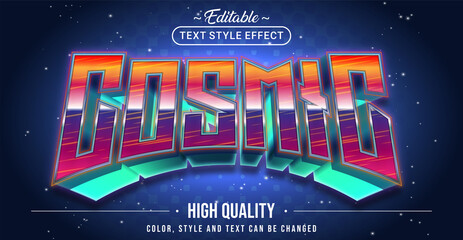 Editable text style effect - Cosmic text style theme.