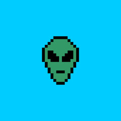 alien pixel art simple design vector