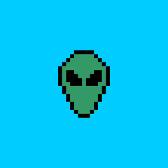 alien pixel art simple design vector