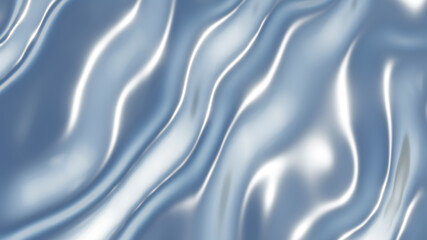Silky gray blue background with waves texture, interesting textile pattern, abstract  3D render illustration.
