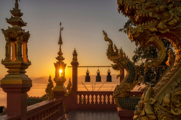 Fototapeta na wymiar Wat Phra That Doi Phra Chan, Sunrise view point of Lampang, North of Thailand