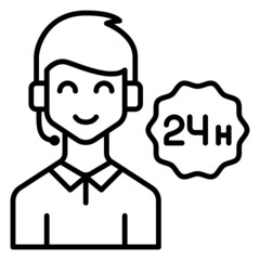 24 hours service icon illustration