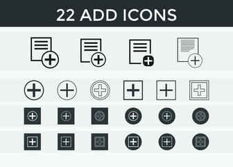 set Add icon vector on white background. plus icon vector
