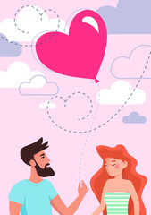 cute posters, valentines day greetings, vector illustration of a couple in love. Flyers, invitation, poster, brochure, banner