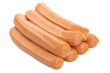 Fresh sausages, isolated on white background.