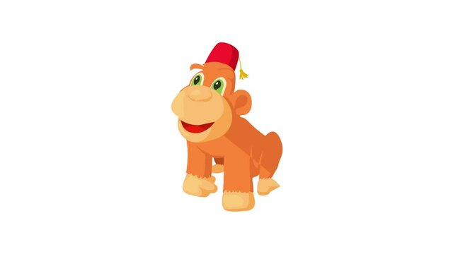 Circus monkey icon animation best cartoon object on white background