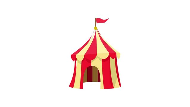 Circus tent icon animation best cartoon object on white background