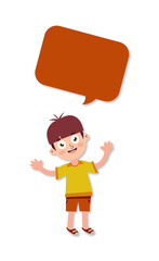 Cute little child on speech bubble