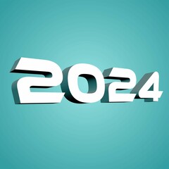 The year 2024 inscription, no background, golden 3d number 2024, gold letterts, new year sign, to be used on a banner, flyer or t-shirt, 3d illustration