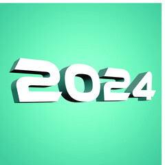 The year 2024 inscription, no background, white 3d number 2024, white letterts, new year sign, to be used on a banner, flyer or t-shirt, 3d illustration