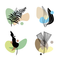 Botanical wall art vector set.Minimal and natural wall art. Vector illustration.