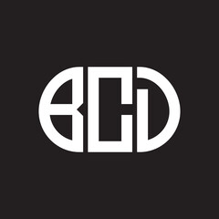 BCD letter logo design on black background. BCD