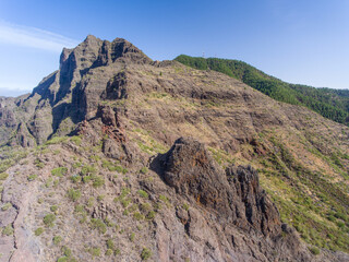 Mt Teide is a volcano on Tenerife in the Canary Islands, aerial view from drone.