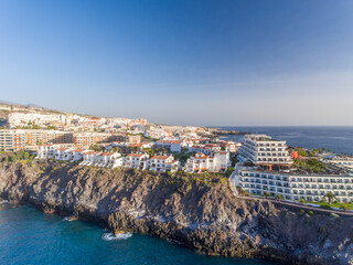 Naklejka premium Santiago del Teide on the west coast of Tenerife, Spain from drone.