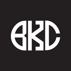 BKC letter logo design on black background. BKC