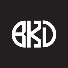 BKD letter logo design on black background. BKD
