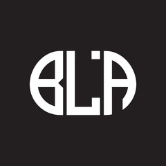 BLA letter logo design on black background. BLA