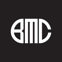 BMC letter logo design on black background. BMC