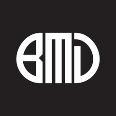 BMD letter logo design on black background. BMD