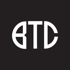 BTC letter logo design on black background. BTC