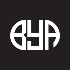 BYA letter logo design on black background. BYA