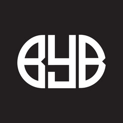 BYB letter logo design on black background. BYB