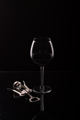 glass goblet on a black background