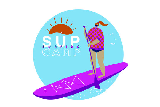 Girl standing up on paddle board