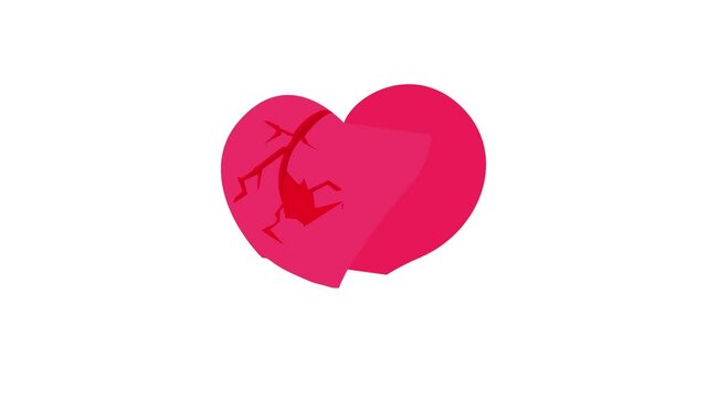 Broken heart icon animation best cartoon object on white background