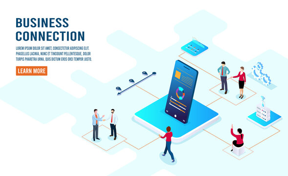 Teamwork and partner Business connection communicate concept with Smartphone device.