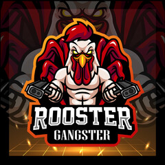 Rooster gangster mascot. esport logo design