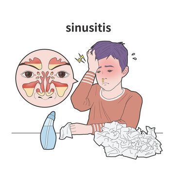 부비동염으로 머리가 아픈 아이