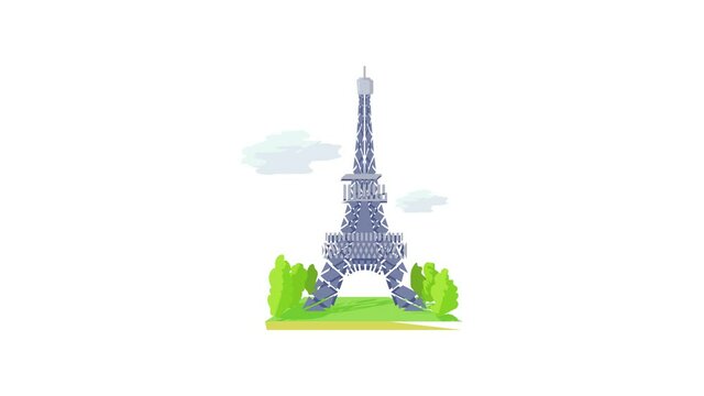 Eiffel tower icon animation best cartoon object on white background