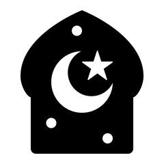 Ramadan Night Glyph Icon Vector