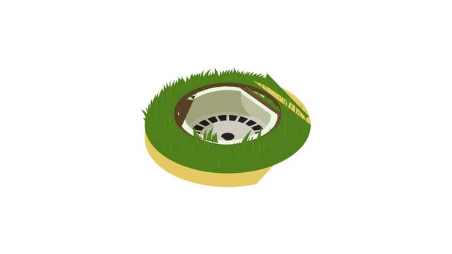 Golf hole icon animation best cartoon object on white background
