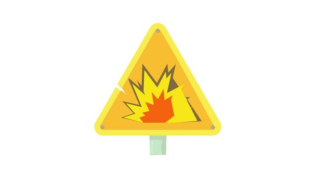 Danger sign icon animation best cartoon object on white background