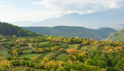 View of the valley in the Rhodope Mountains from the village of Kovachevitsa