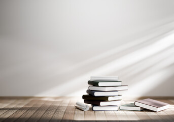 3d rendering, graduation cap and stack of books, concept