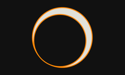 black background with orange outline circle and gray inside