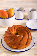 Pear and almond filling bundt