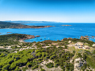 Fototapeta na wymiar Sardinian coast and sea, aerial view