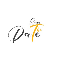 Save the date text with white isolated background