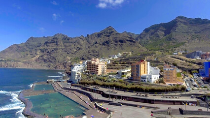 Fototapeta premium Aerial view of Puerto de la Cruz on a sunny day, Tenerife