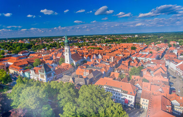 Aerial view of Celle from drone in Germany.