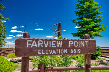 Farview point sign in Bryce Canyon National Park, Utah.